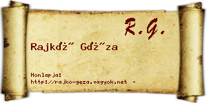 Rajkó Géza névjegykártya